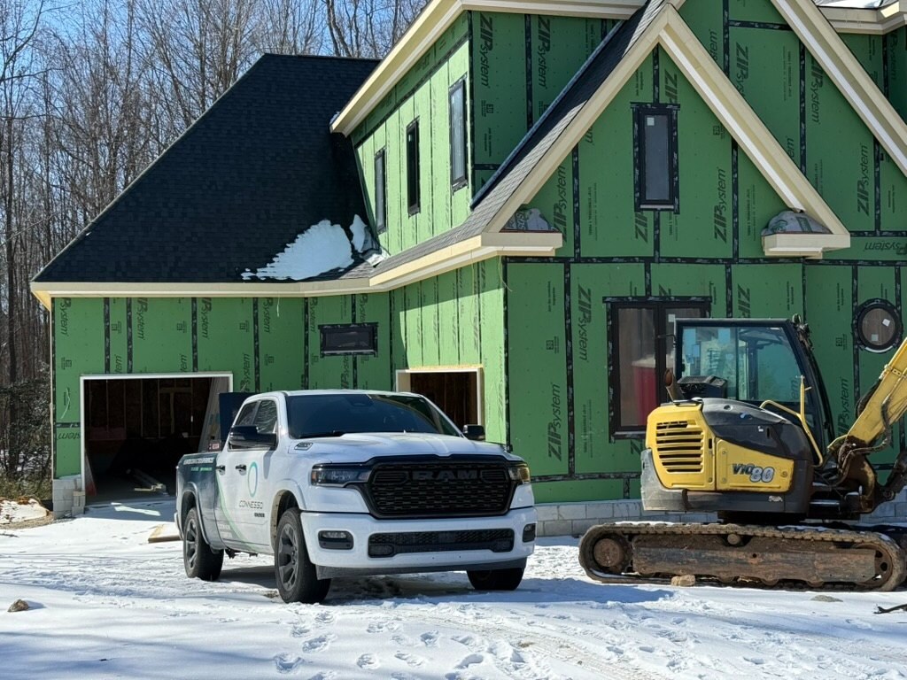 Connesso branded work truck at a custom home jobsite in Columbus, Ohio