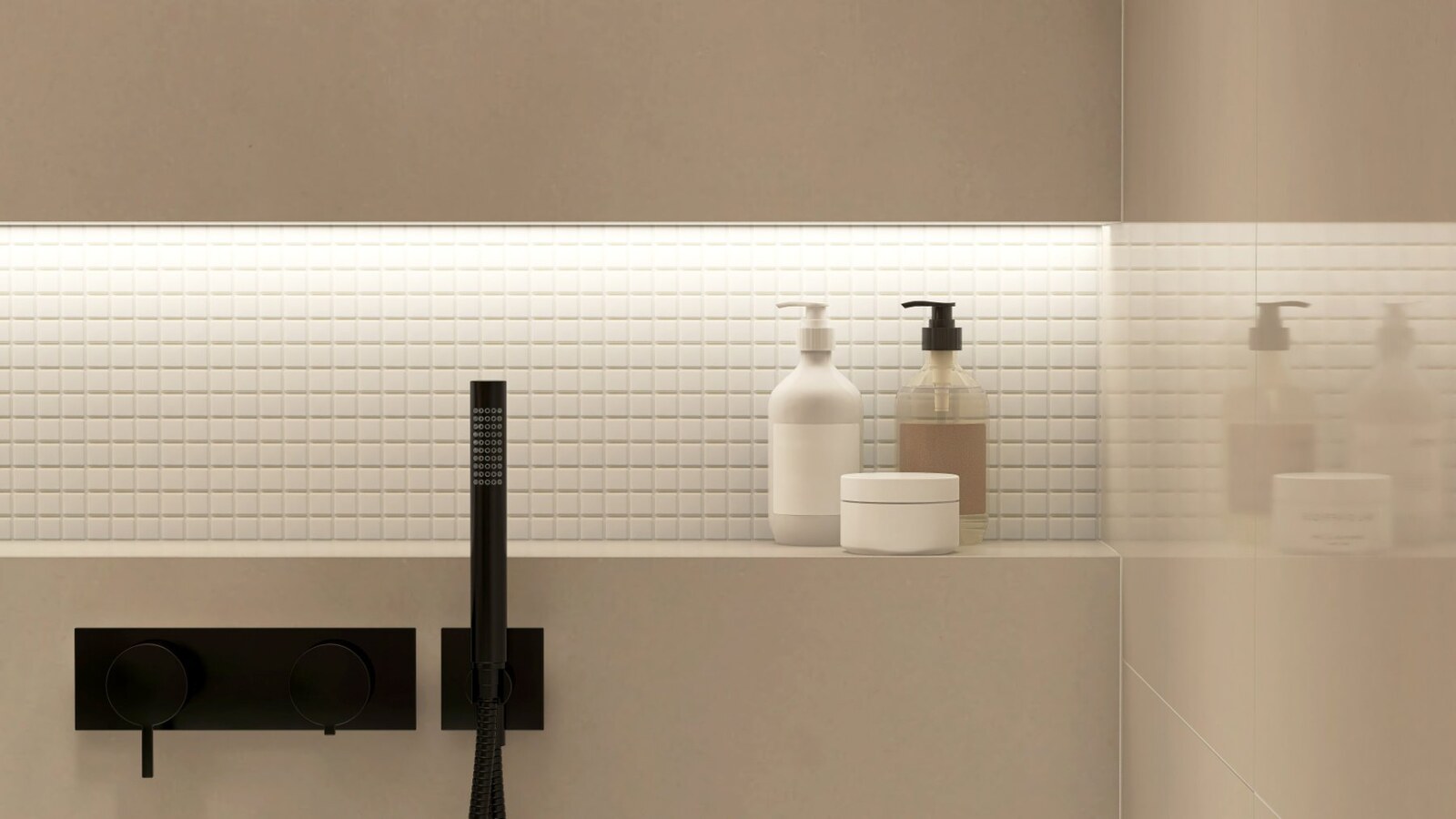 Shower niche with LED accent lighting
