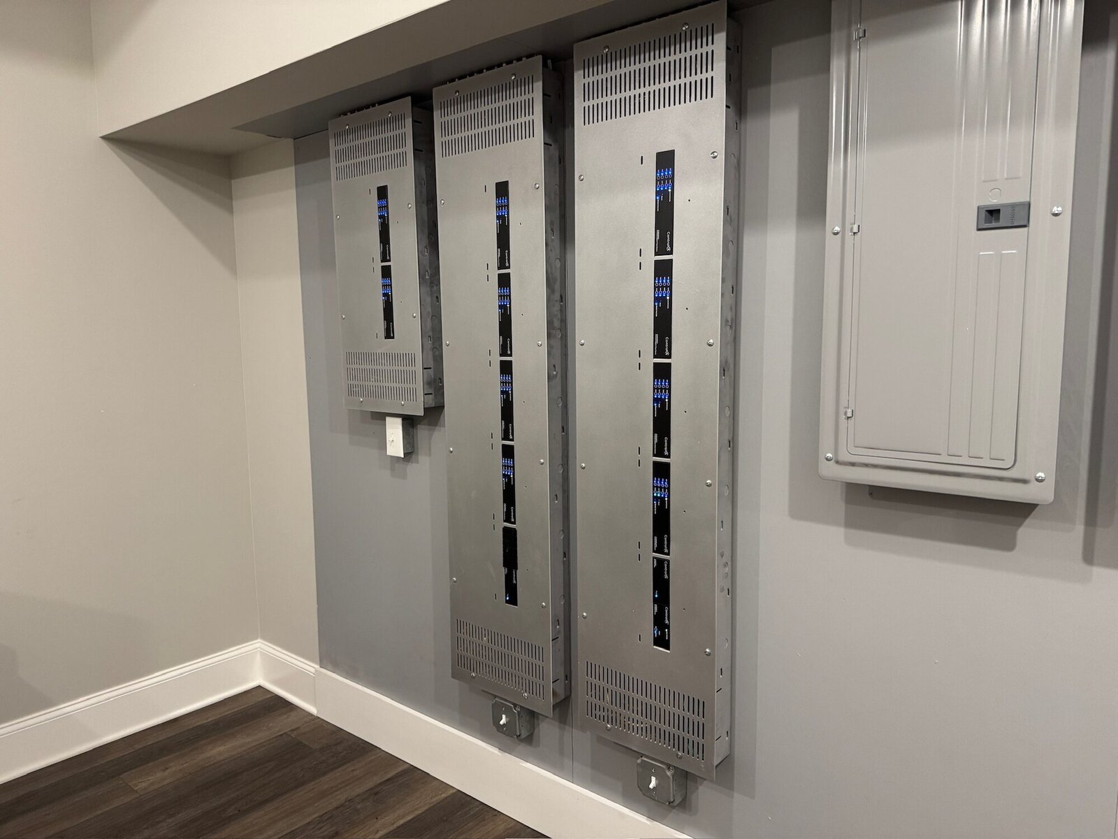 Lighting control modules panelized beside an electrical panel, Delaware OH